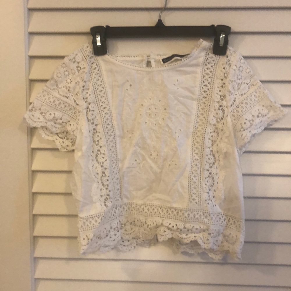 A&F White Lace Top